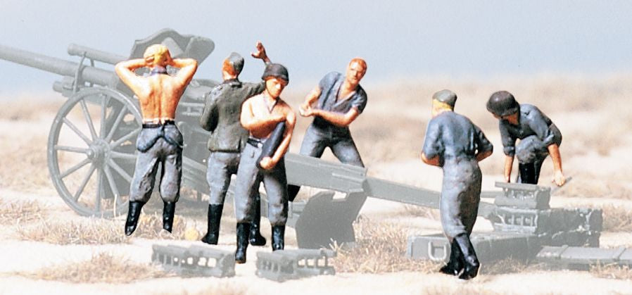 Preiser 16537 HO Unpainted EDW Gunners to 10.5cm Howitzer Figures (Set of 7)
