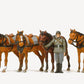 Preiser 16597 HO Standing Draught Horses & Soldiers Figure Kit (Set of 8)