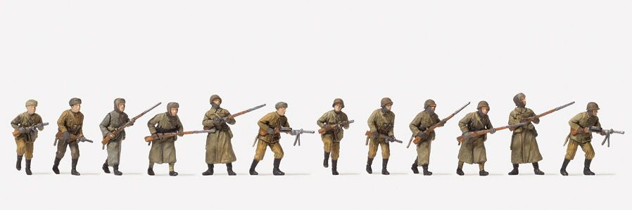 Preiser 16600 HO Attacking Infantry Riflemen Plastic Figure Kit (Set of 12)