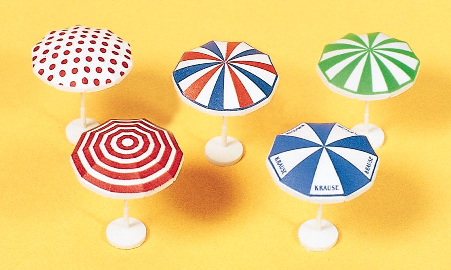 Preiser 539 HO Multi-Colored Garden Umbrellas (Set of 5)