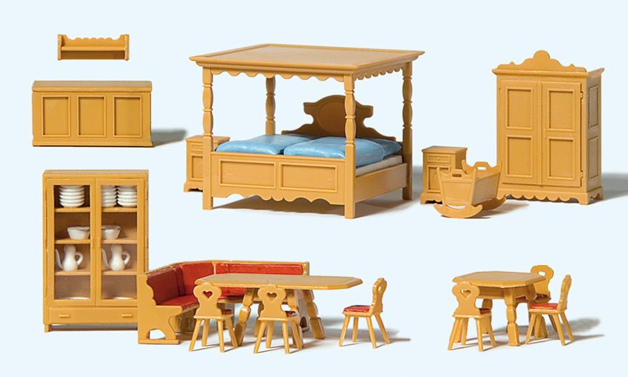 Preiser 17710 HO Assembled Country House Furniture Set
