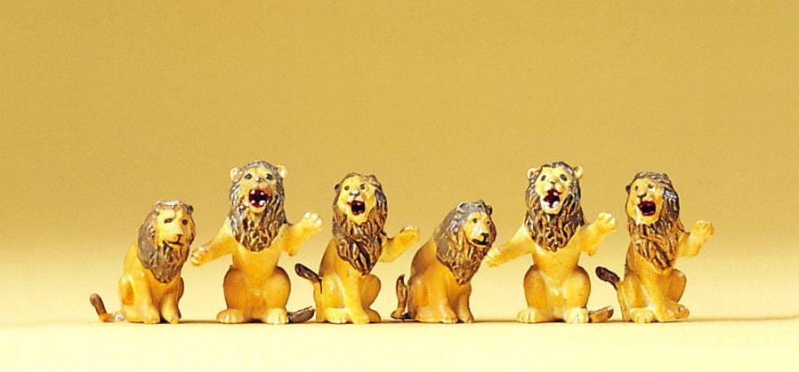 Preiser 20381 HO Animals - Seated Lions Figures (Set of 6)