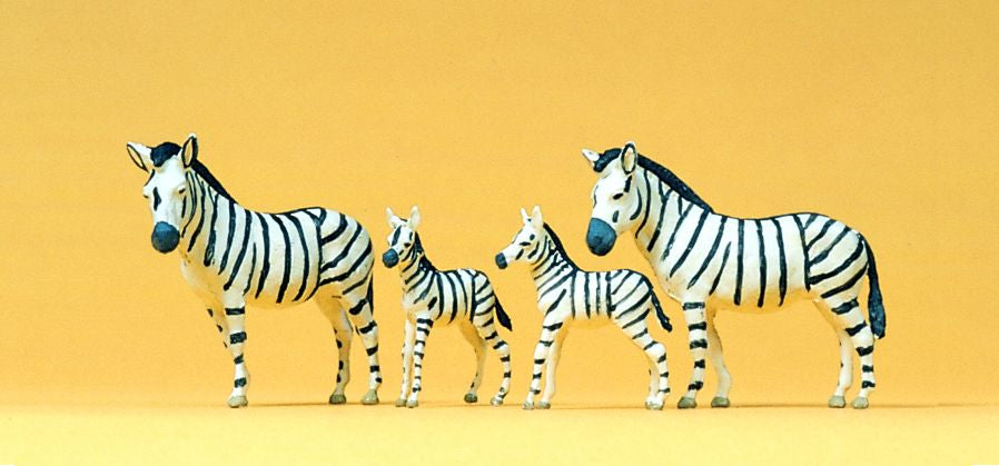 Preiser 20387 HO Animals - Zebra Figures (Set of 4)