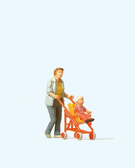 Preiser 28079 HO Woman With Buggy Figure (Set of 2)