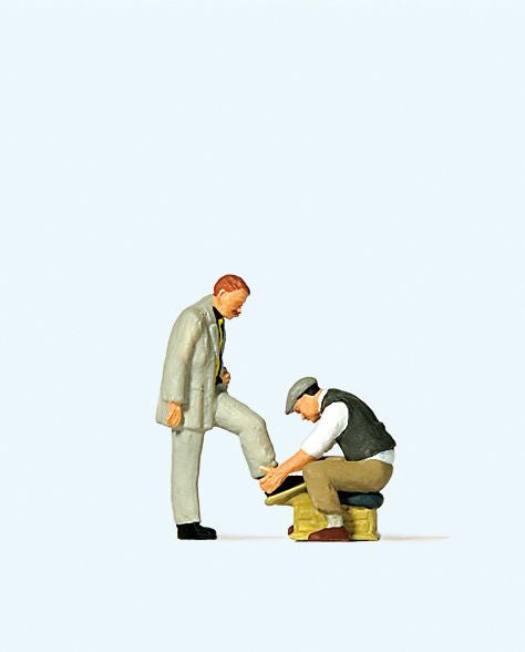 Preiser 28184 HO Shoe Shine Boy & Customer Figures (Set of 2)