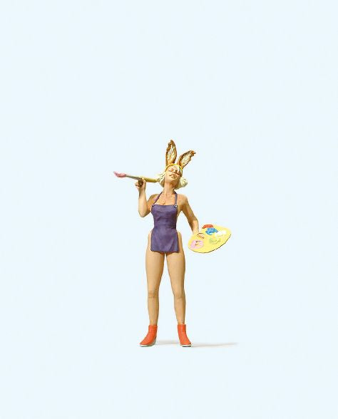 Preiser 29072 HO Female Artist with Bunny Ears Figure