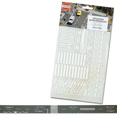 Busch 7196 HO White Road Markings