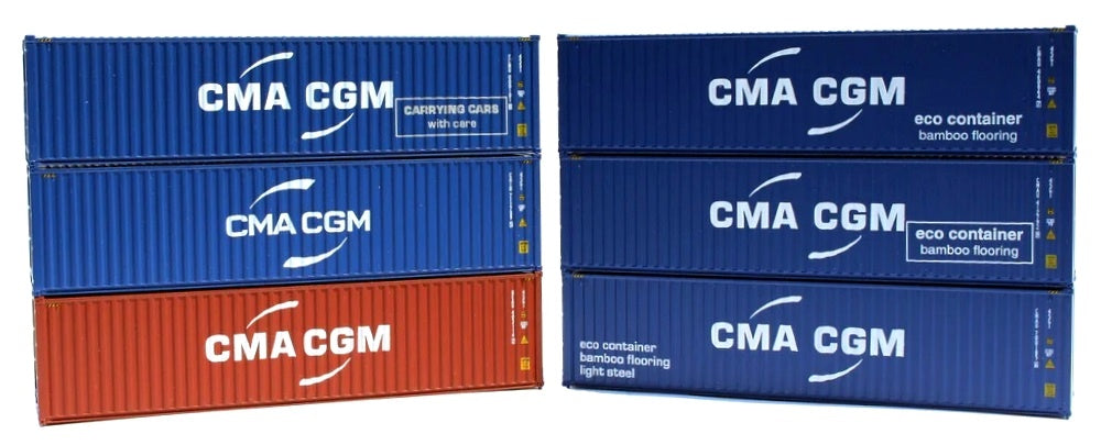 JTC Model Trains 405189 N CMA CGM 40' High Cube Containers (Set of 6)