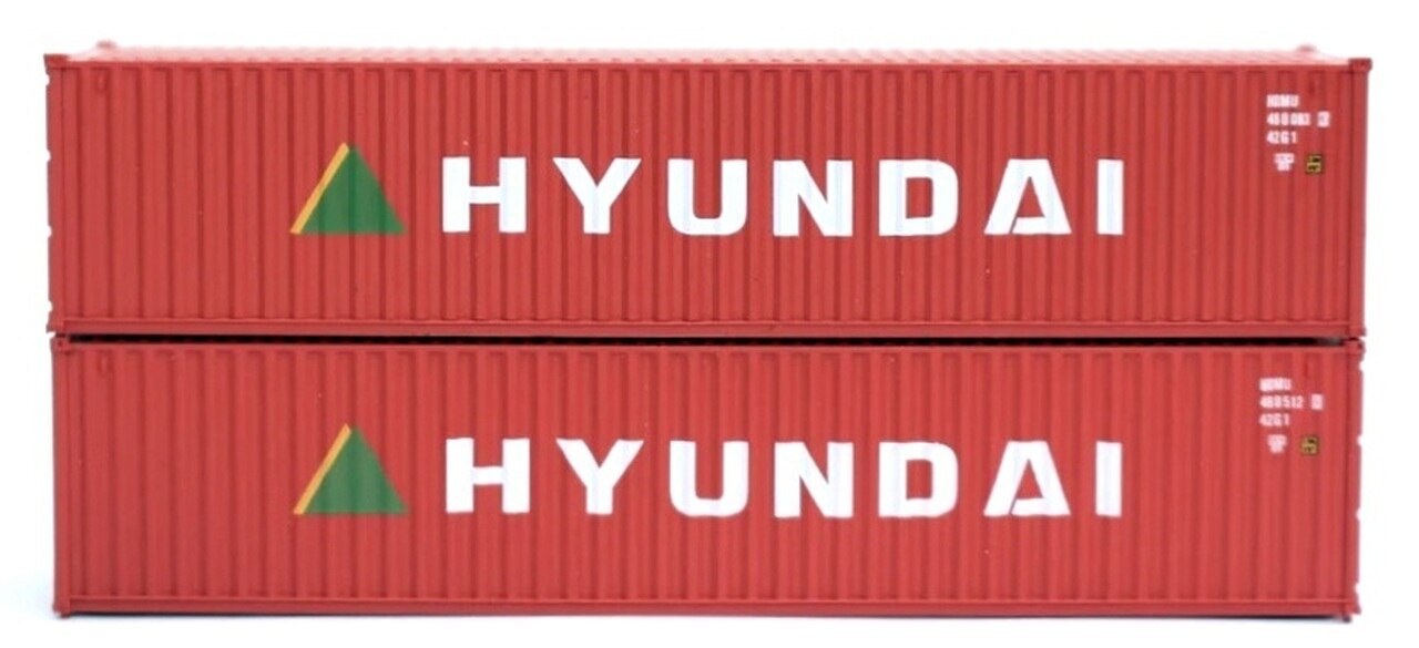 JTC Model Trains 405323 N Hyundai 40' Standard Corrugated Container (Pack of 2)