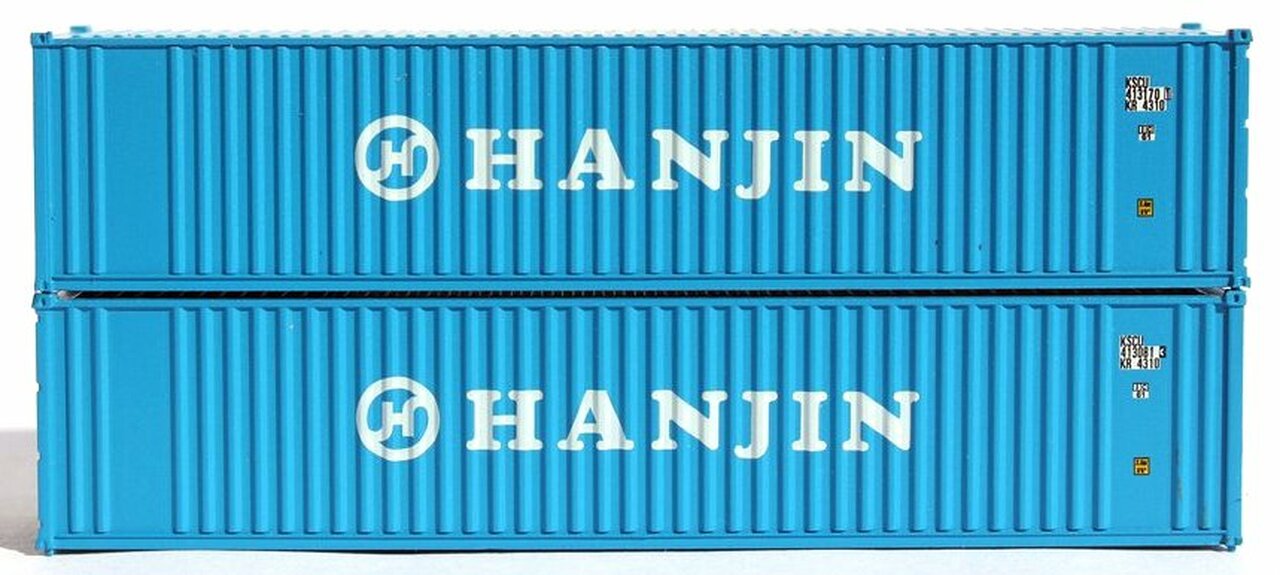 JTC Model Trains 405520 N Hanjin 40' Corrugated Side Container (Pack of 2)