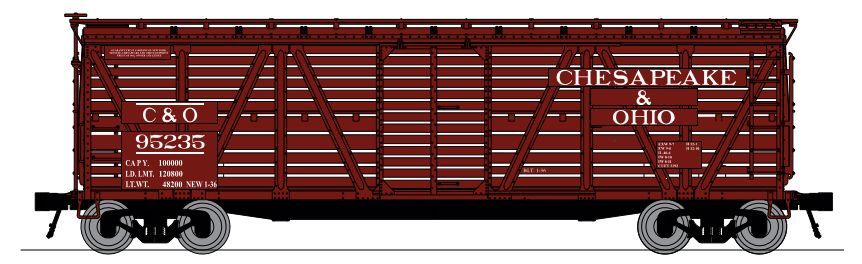 Broadway Limited 4564 HO Chesapeake & Ohio Oxide Red Stock Car w/Cattle Sounds