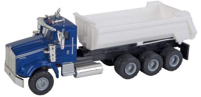 Herpa 6535 HO Kenworth T-8 Tri-Drive Dump Truck, Assembled in Blue & White