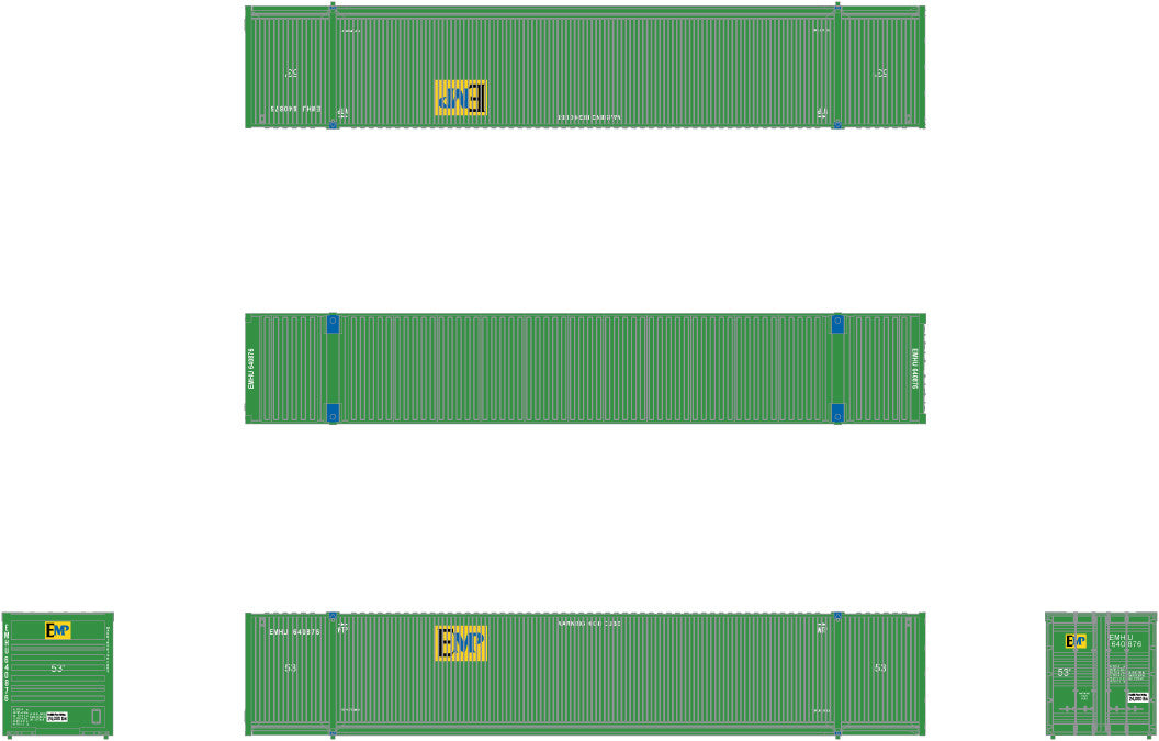 Scale Trains SXT10254 N EMP CIMC 53’ Corrugated Dry Container #3 (Pack of 3)