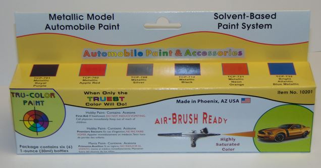 Tru-Color 10201 Metallic Color Automotive Paint Set - 1 oz Bottles (Set of 6)