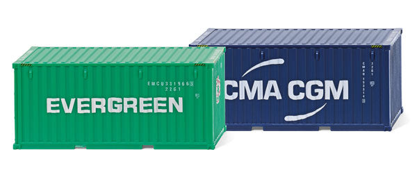 Wiking 001814 1:87 Evergreen and CMA-CGM - 20' Container Accessory Set