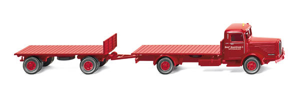 Wiking 085601 1:87 Rosenkranz - Bussing 8000 Flatbed Truck with Flatbed Trailer