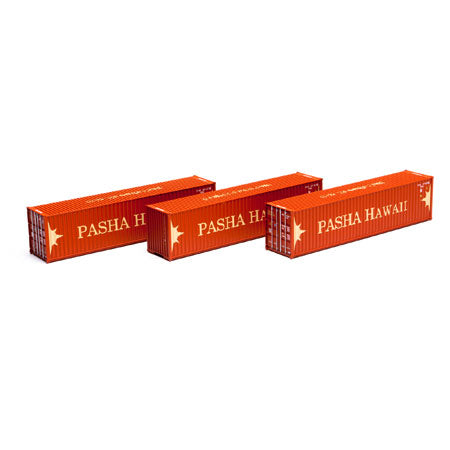 Athearn 29174 HO Pasha Hawaii 40' Corrugated Container Ready To Roll (Set of 3)