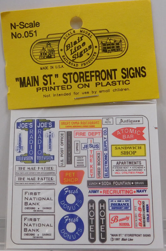 Blair Line 051 N "Main St." Storefront Signs