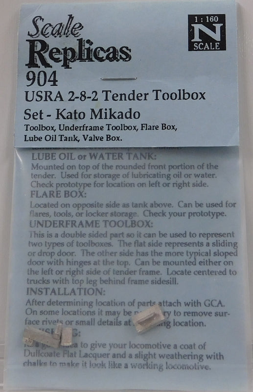 SCALE REPLICAS 904 N USRA 2-8-2 Tender Toolbox Set for Kato Mikado Steam Locos