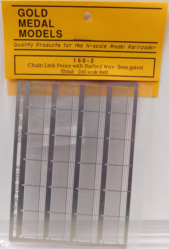 Gold Medal Models 160-2 N Chain Link Fence With Barbed Wire (240 Scale Feet)