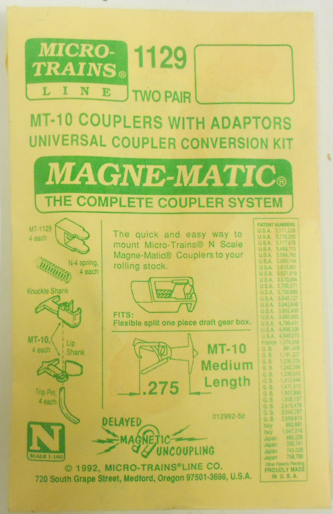 MicroTrains 00130013 N MT-10 Medium 'T' Shank Couplers with Adaptors (1129)