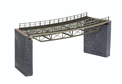 Noch 67026 HO Curved Steel Deck Truss Bridge with Cut-Stone Abutments Kit