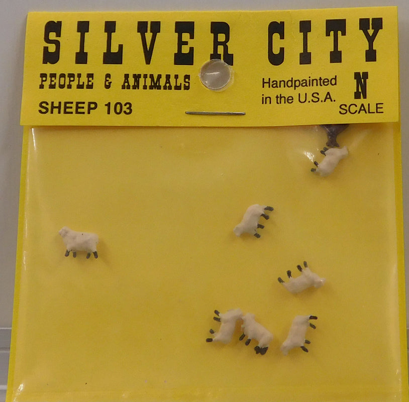 Silver City 103 N Scale Sheep Figures (Set of 8)