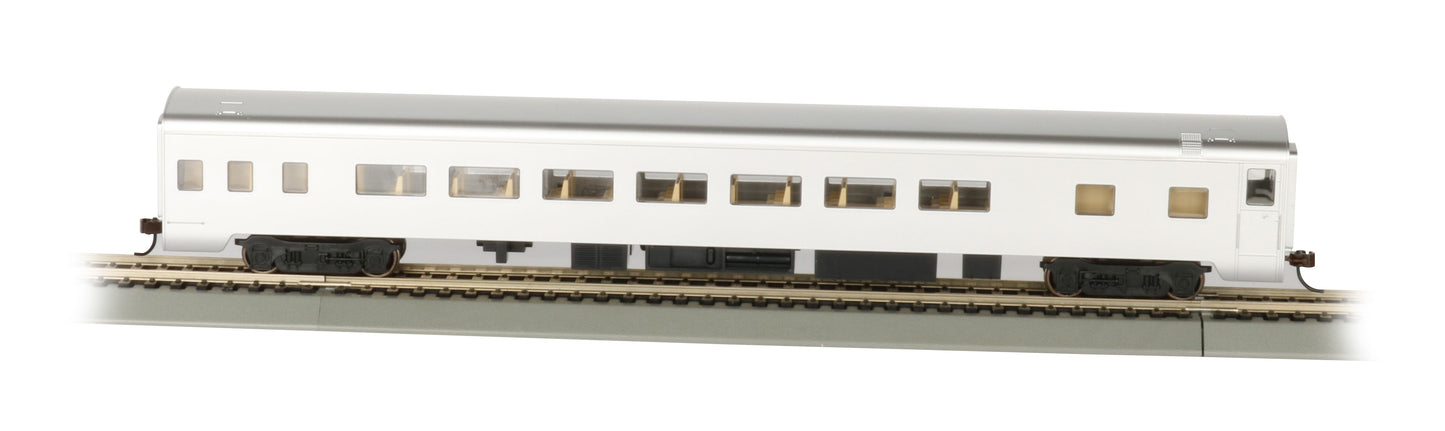 Bachmann 14208 HO Unlettered Aluminum Smooth-Side Coach with Lighted Interior