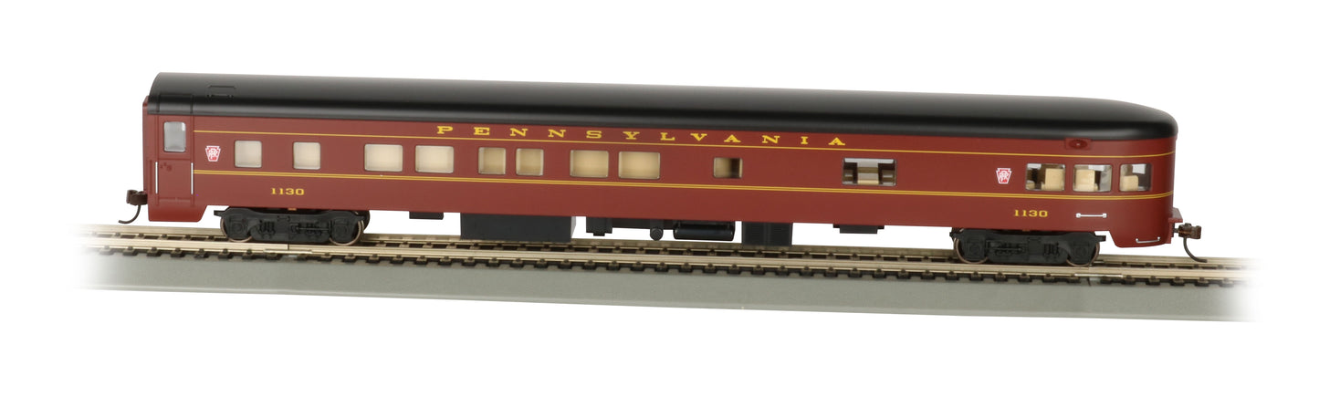 Bachmann 14301 HO PRR 85' Smooth-Side Observation Car with Lighted Interior