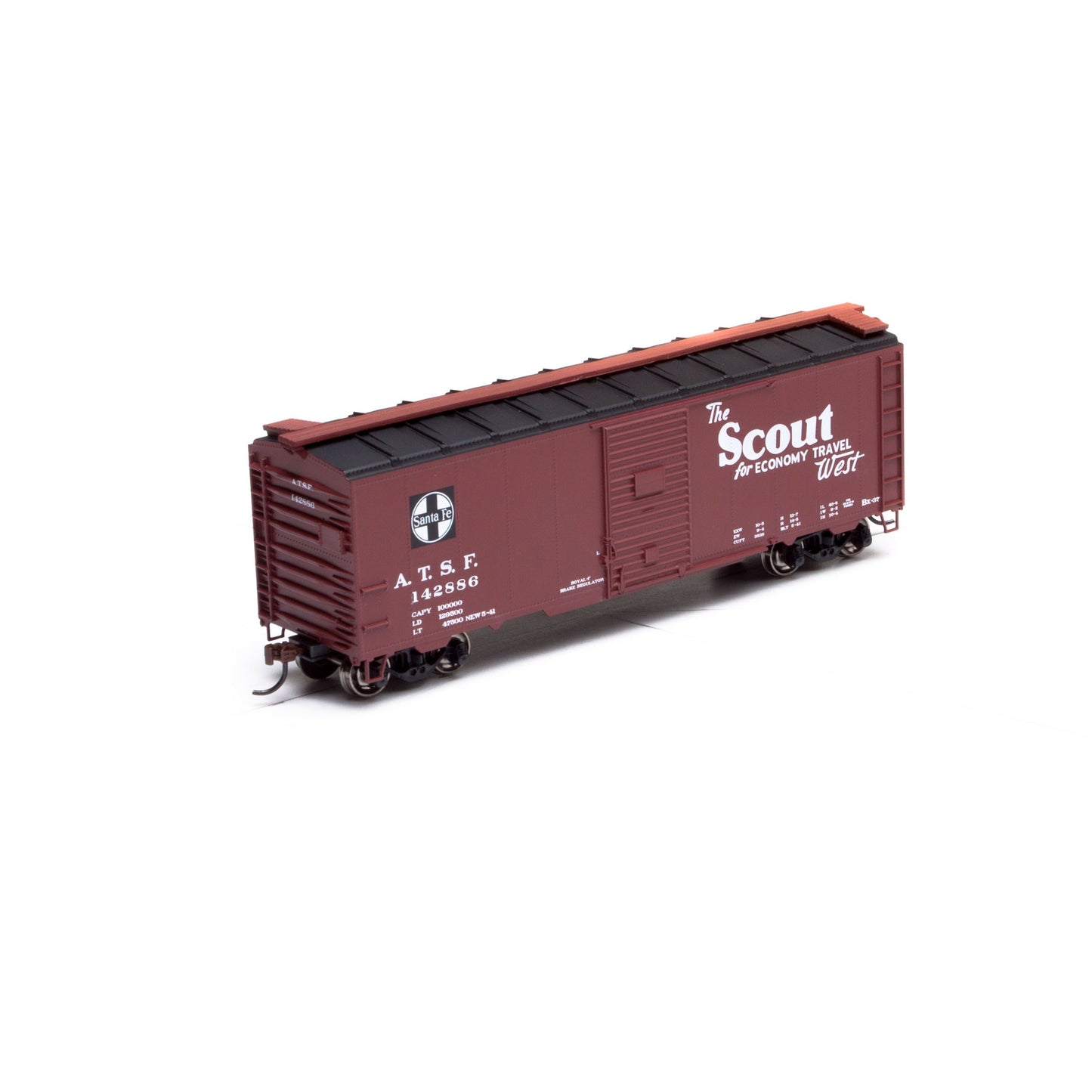 Athearn 73509 HO Santa Fe/Scout 40' Youngstown Door Boxcar #142886 R-T-R