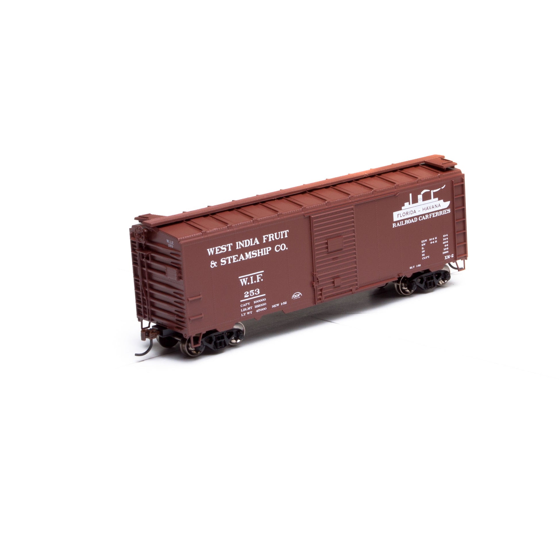 Athearn 73542 HO West India Fruit 40' Youngstown Door Boxcar RTR #253