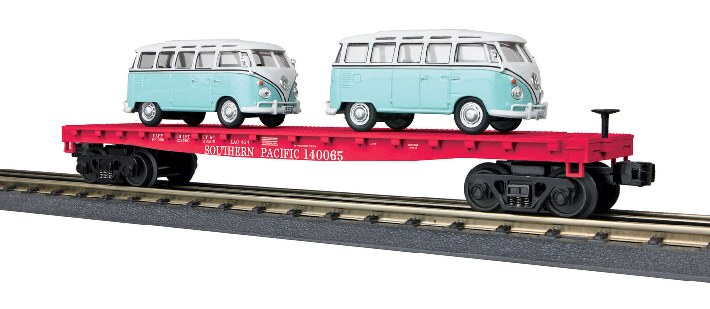 MTH 30-76677 O Southern Pacific Flatcar with 2 VW Buses