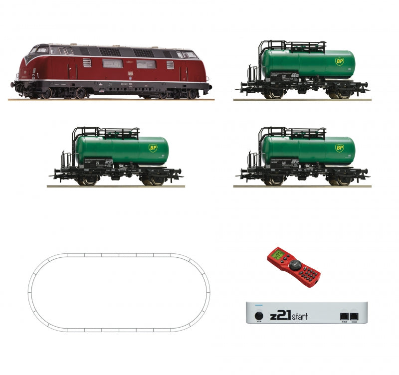 Roco 51290 HO Digital Starter Set Z21: Diesel Locomotive BR 220 & Tank Train, DB