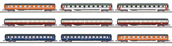 Marklin 87409 Z Car Display with 9 Different Eurofima Passenger Car (Set of 9)