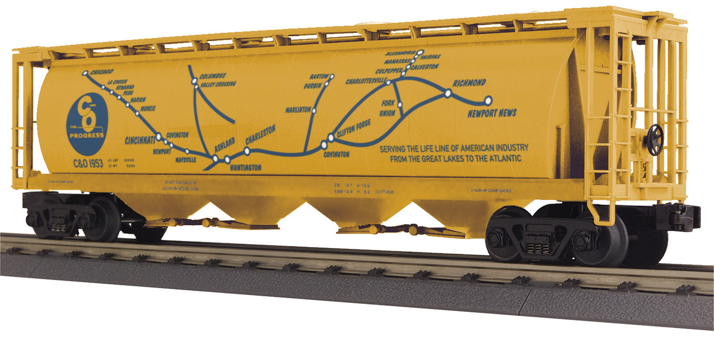 MTH 30-75562 O Chesapeake & Ohio 4-Bay Cylindrical Hopper Car