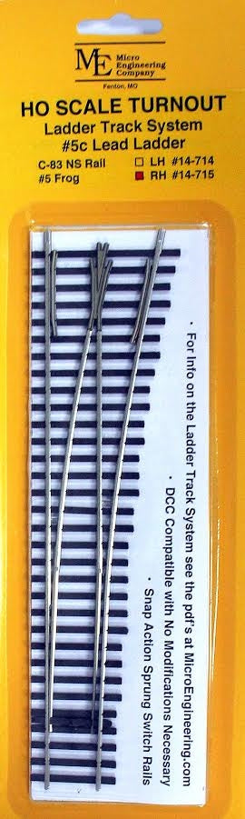 Micro Engineering 14-715 HO Code 83 #5c Right Hand Lead Ladder Switch Turnout