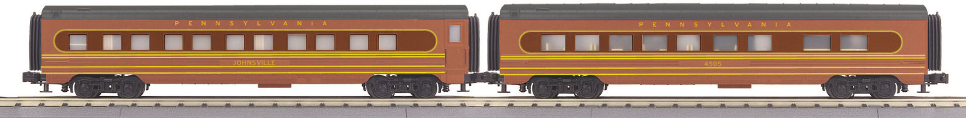 MTH 30-67974 O Pennsylvania RailKing 2-Car 60' Streamlined Sleeper/Diner