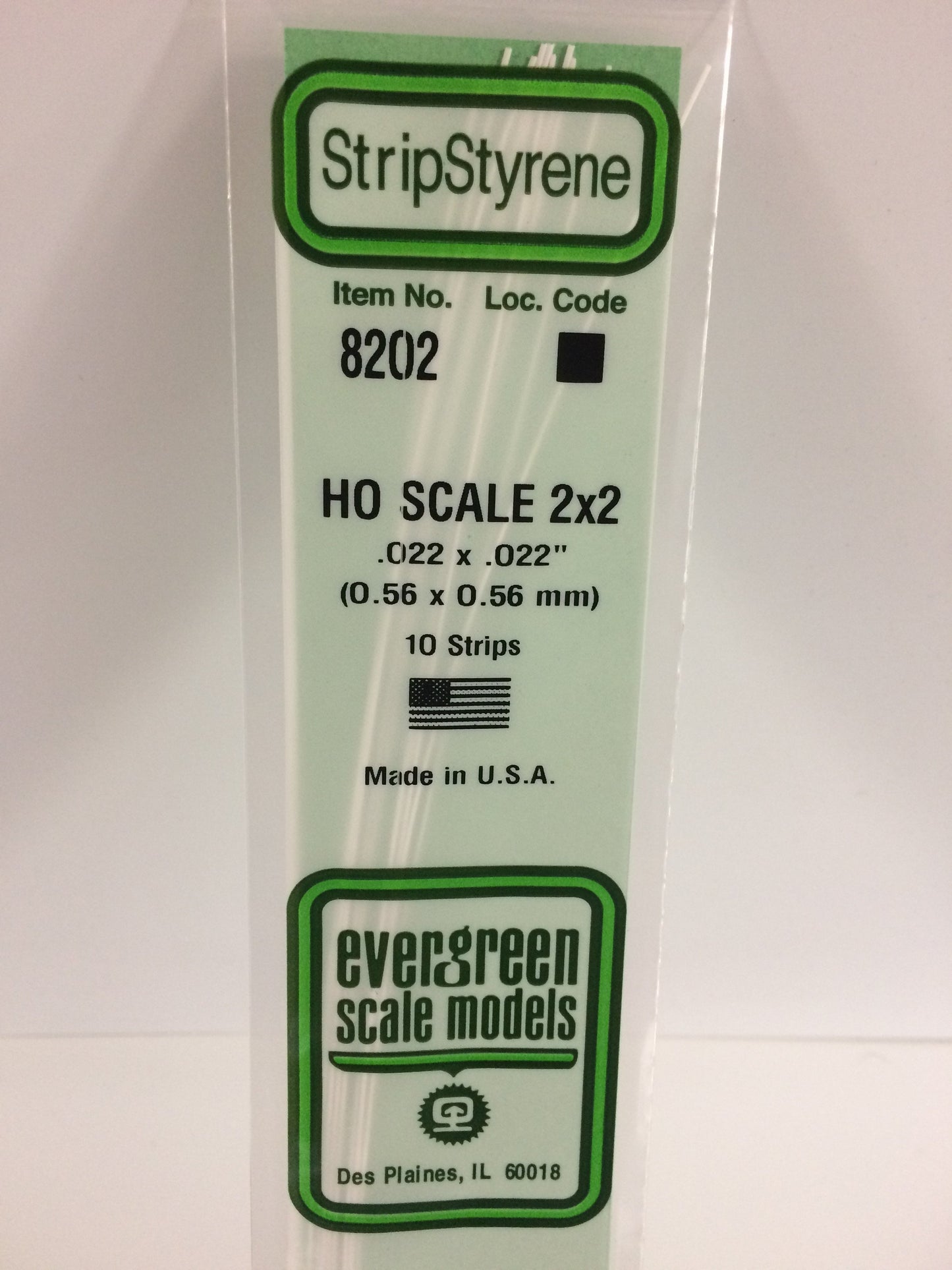 Evergreen Scale Models 8202 HO .022" x .022" x 14" Strips (Pack of 10)