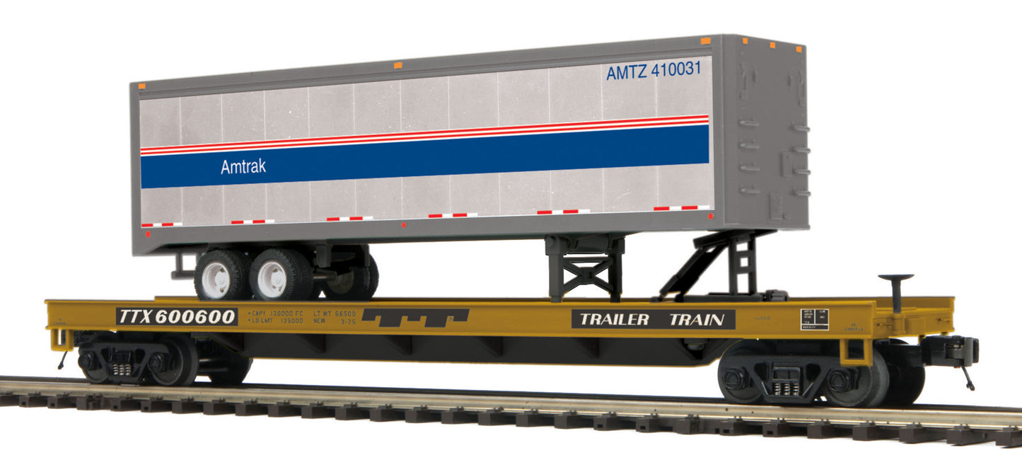 MTH 20-95217 O Amtrak Flat Car with 40' Trailer
