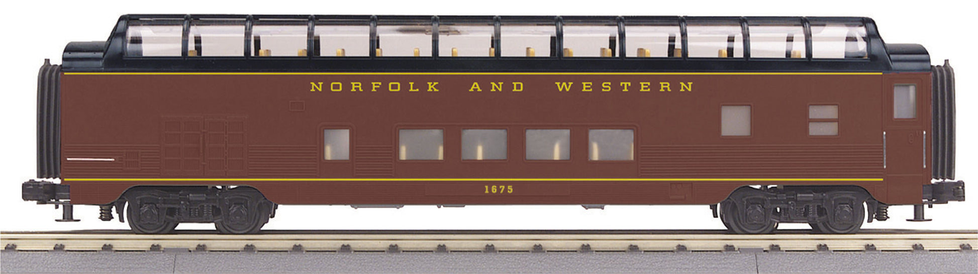 MTH 30-67968 O Norfolk & Western 60' Streamlined Full-Length Vista Dome Car