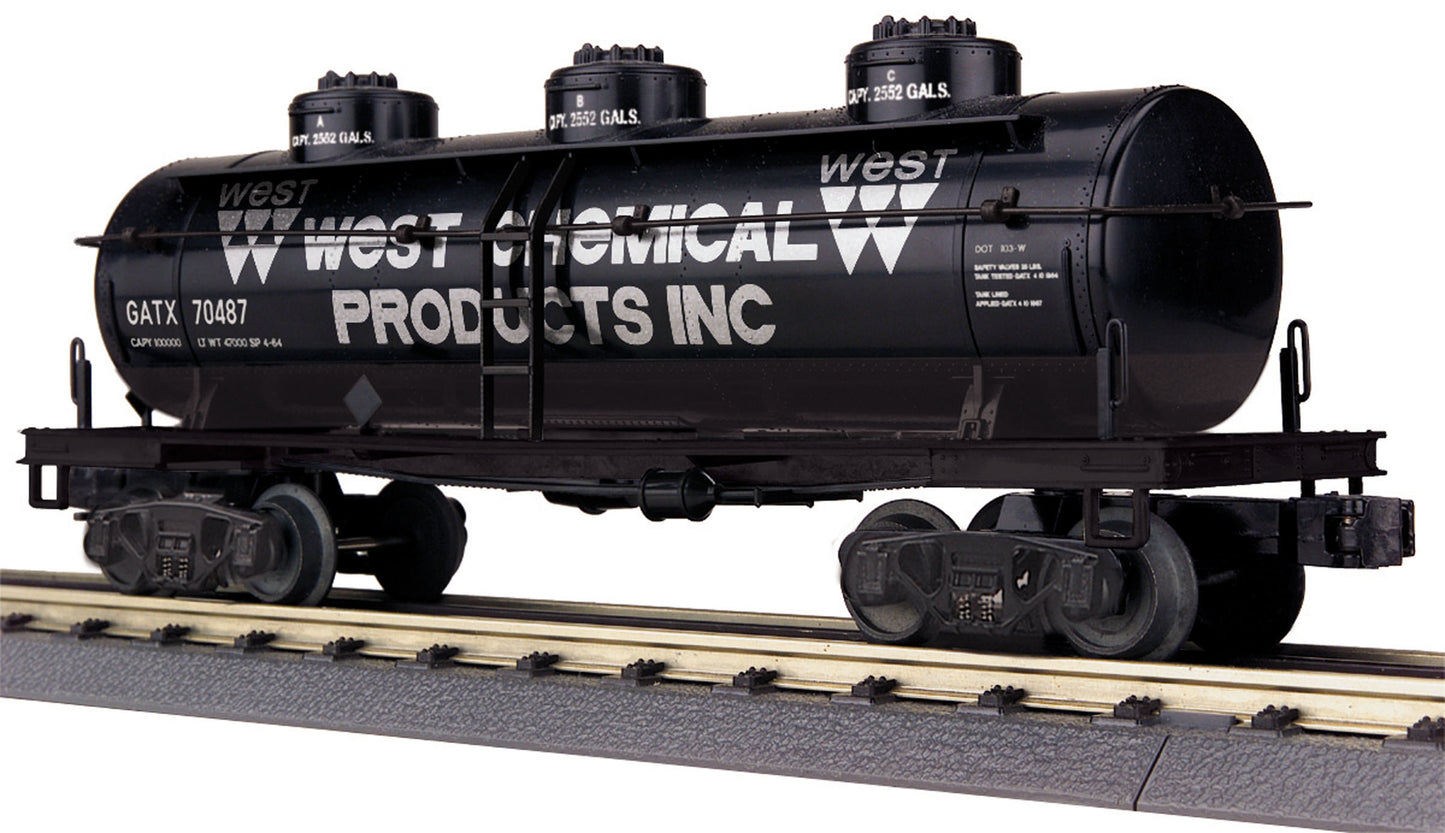 MTH 30-73504 O West Chemical Products Inc. 3-Dome Tank Car