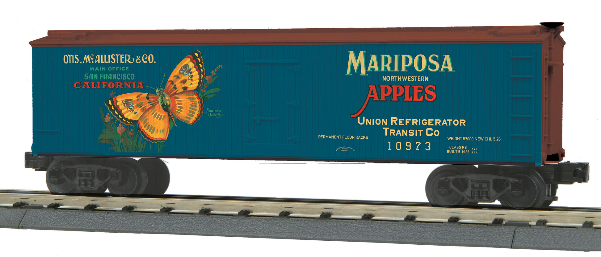 MTH 30-78191 O Mariposa Apples 40’ Woodsided Reefer Car #10973