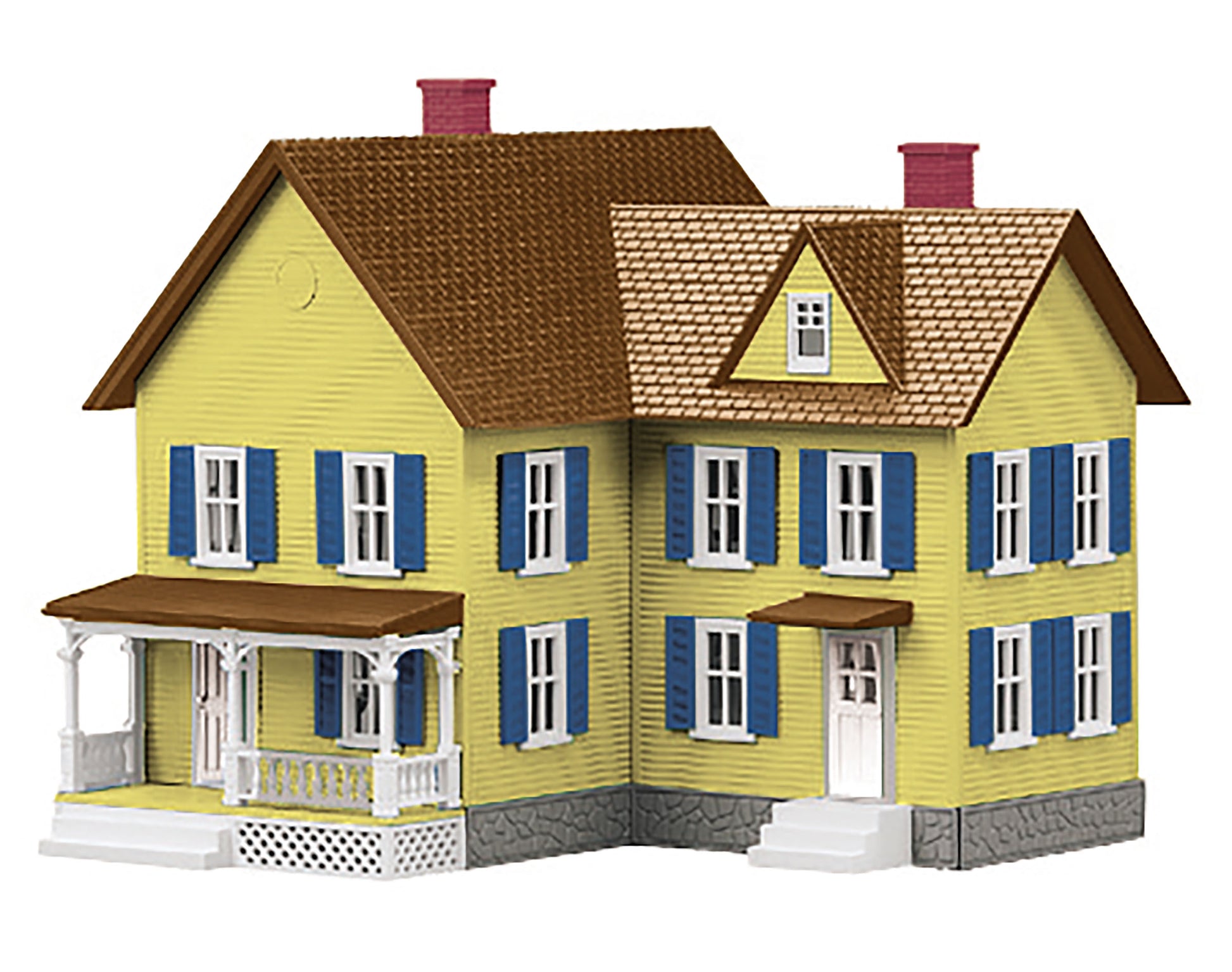 MTH 30-90553 O #6 Farm House - Yellow with Blue Shutters
