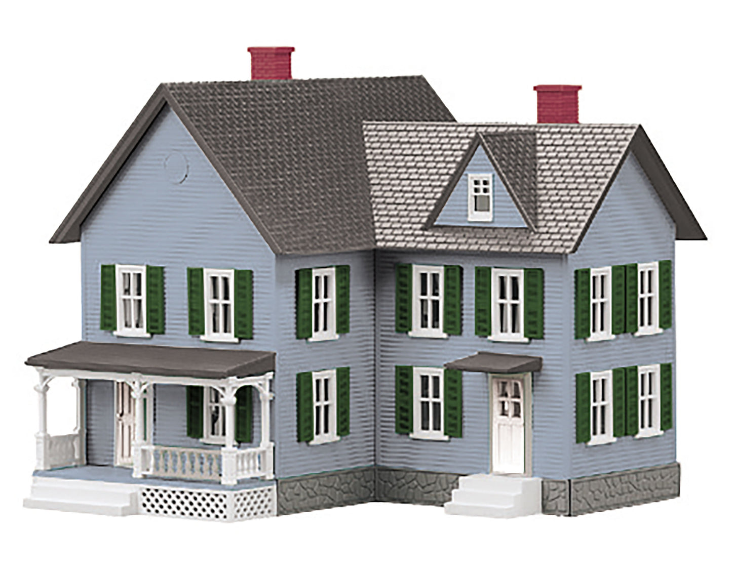 MTH 30-90554 O #6 Farm House - Blue with Green Shutters