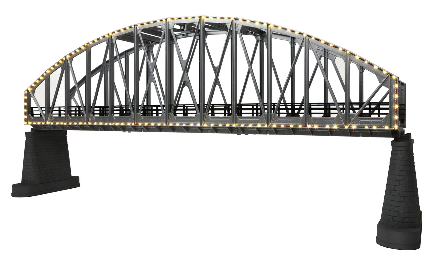 MTH 40-1117 O Steel Arch Bridge with Operating White Lights - Silver