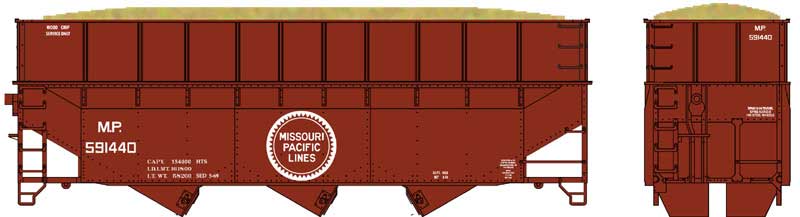 Bowser 60223 HO Missouri Pacific Lines 70 Ton Wood Chip Hopper Car Kit #591507