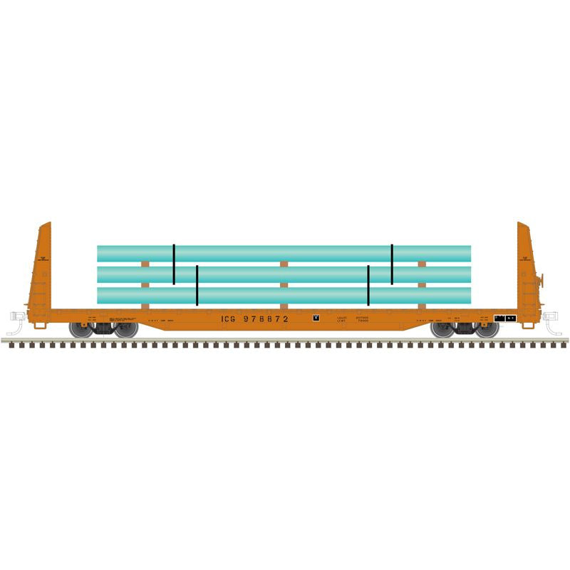 Atlas 2002657 O Illinois Central Gulf Trainman® 62' Bulkhead Flat Car - 2 Rail