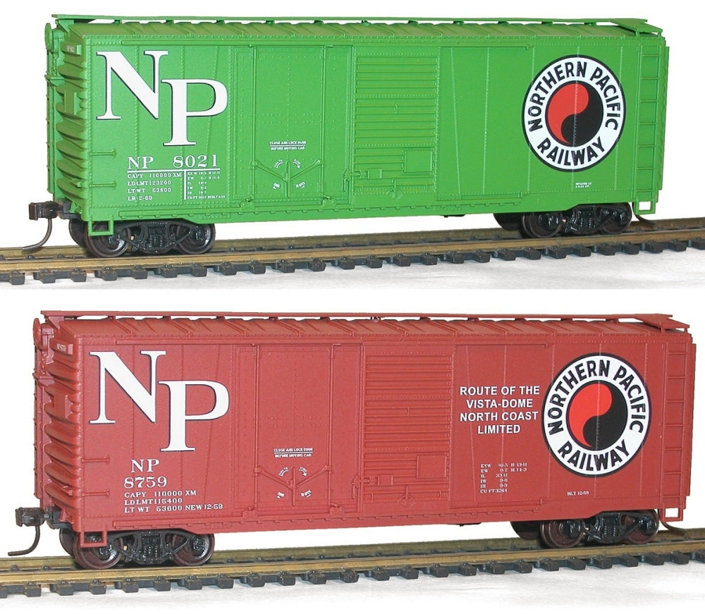 Accurail 1231 HO Northern Pacific 40' Combination Door Steel Boxcar #8021, 8759