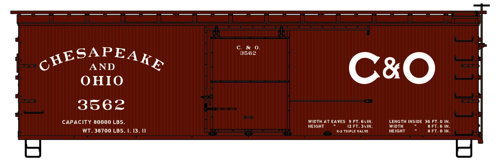 Accurail 1801 HO Chesapeake & Ohio 36' Double Sheath Wood Boxcar #3562