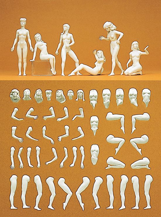 Preiser 45901 G Unpainted Nude Eve Model Plastic Figure Kit (Set of 6)